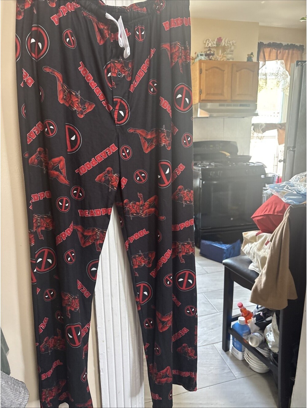 Marvel Deadpool Lightweight Fleece Pajama Lounge Sleep Pants Xl Black And Red